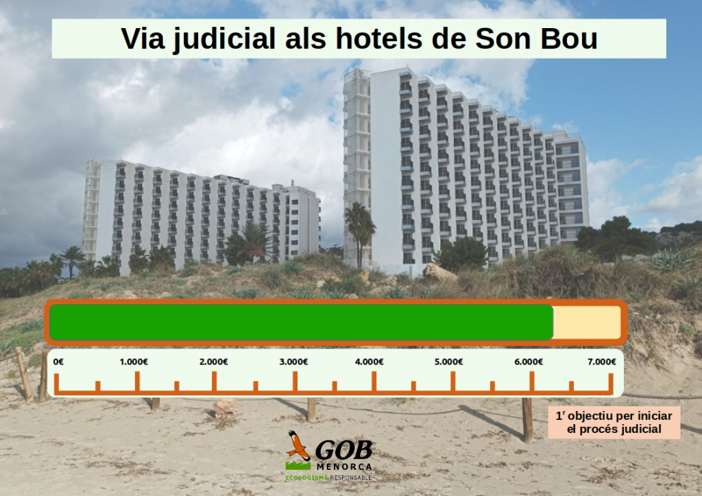 El GOB Menorca recapta en pocs dies els 14.000 euros necessaris per al contenciós dels hotels de Son Bou