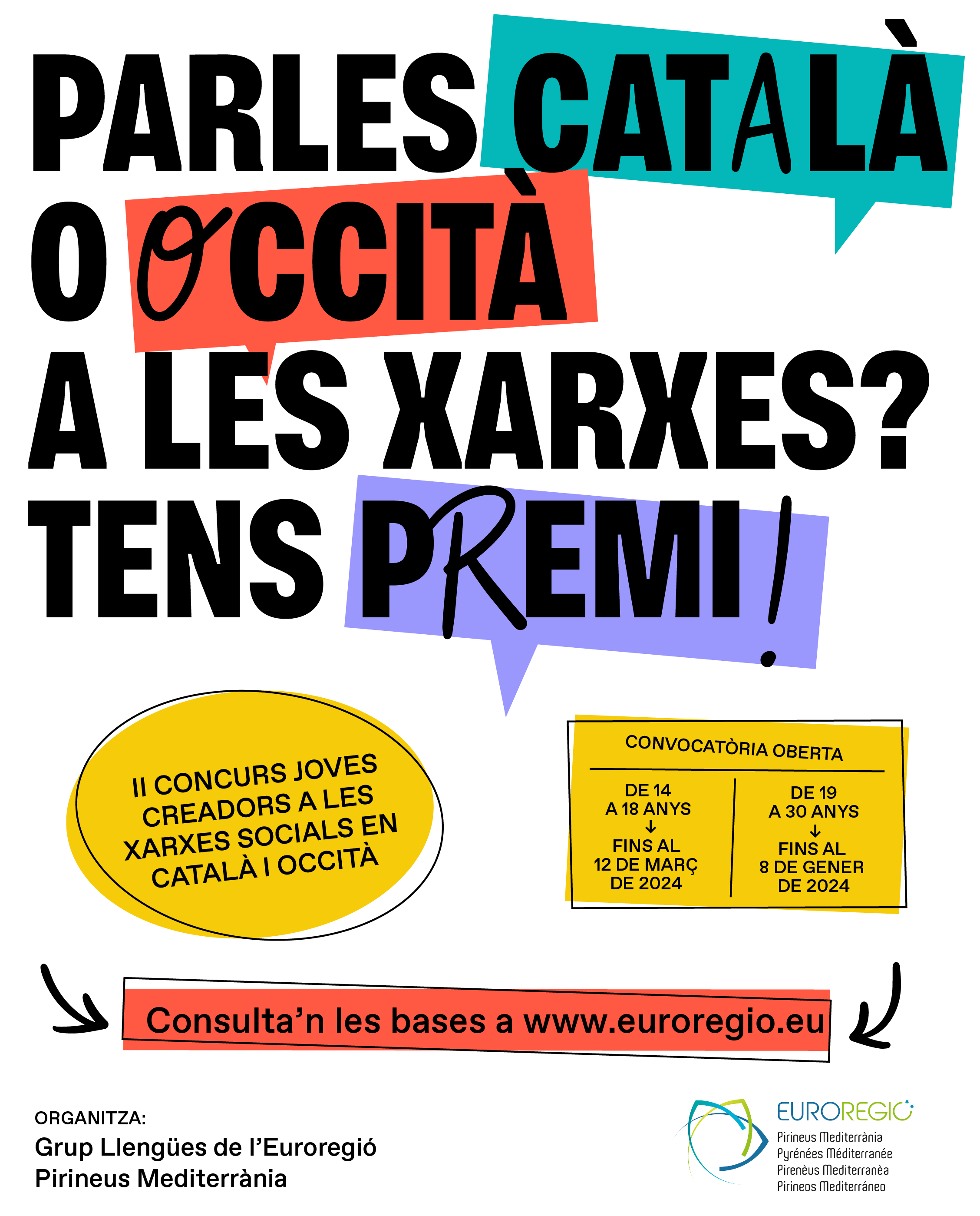 Convocat el segon concurs Joves Creadors de l'Euroregio Pirineus Mediterrània sobre concurs en català i occità a les xarxes