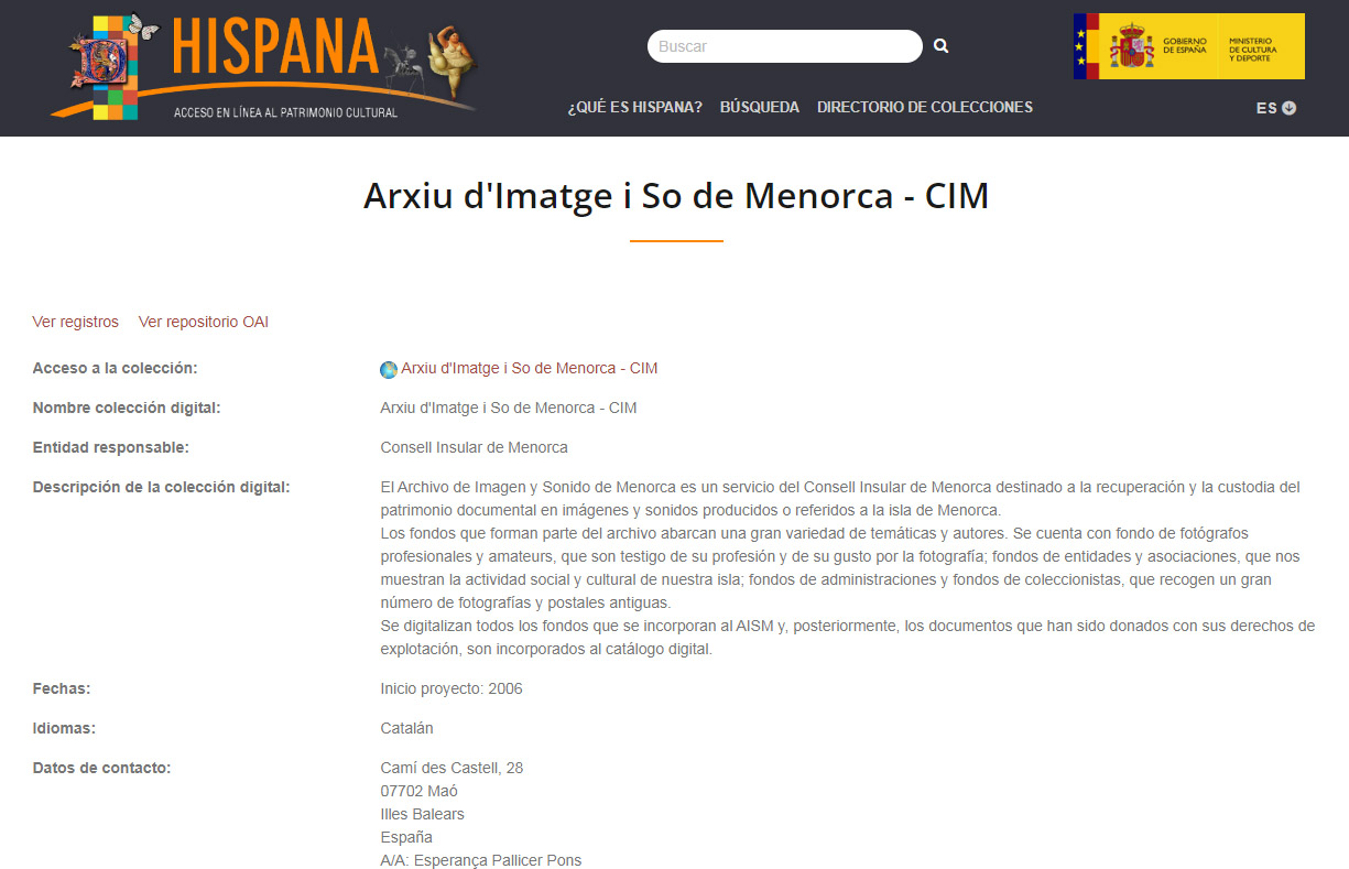 L'Arxiu d'Imatge i So de Menorca s'incorpora en el portal ministerial Hispana
