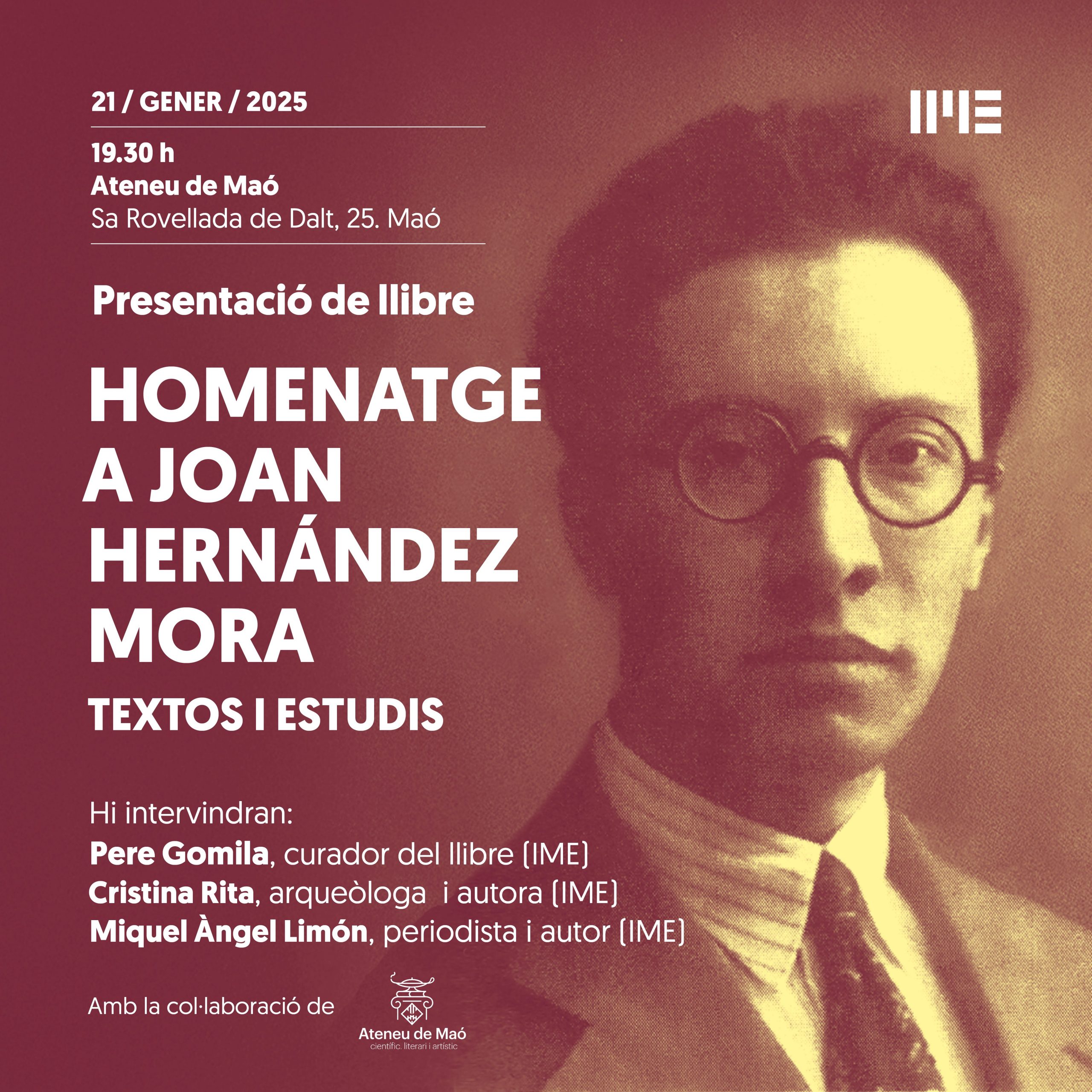 L'Institut Menorquí d'Estudis dedica un llibre a Joan Hernández Mora