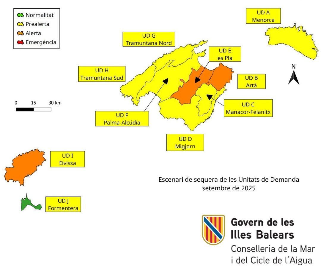 Les Balears, en prealerta i alerta per sequera, excepte Formentera