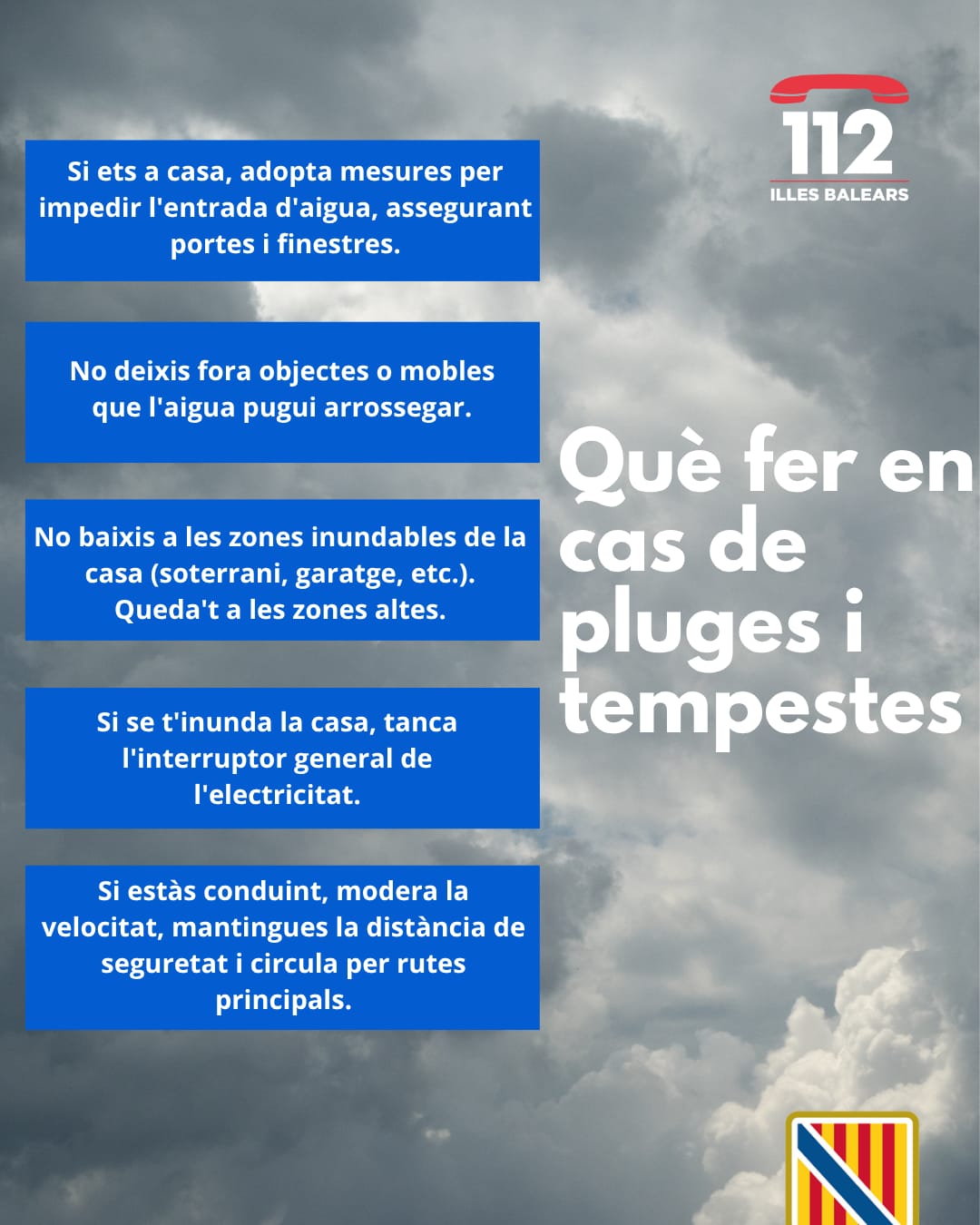 Emergències demana màxima precaució davant la nova borrasca prevista per a demà dissabte