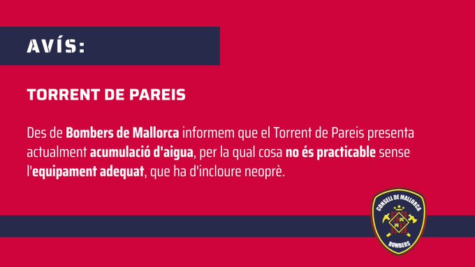 Els Bombers de Mallorca adverteixen que el Torrent de Pareis té encara gorgs plens d'aigua