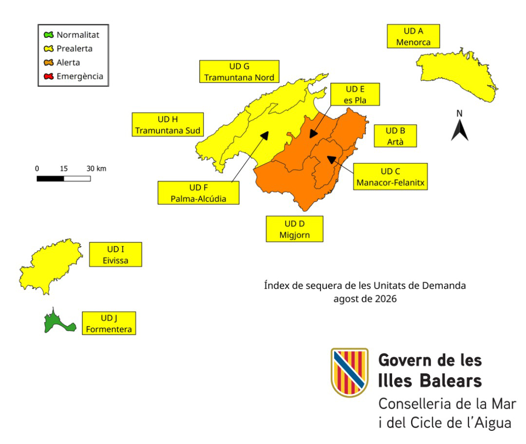 La meitat Est de Mallorca, en alerta per sequera en el final d'un estiu llarg, sec i molt calorós