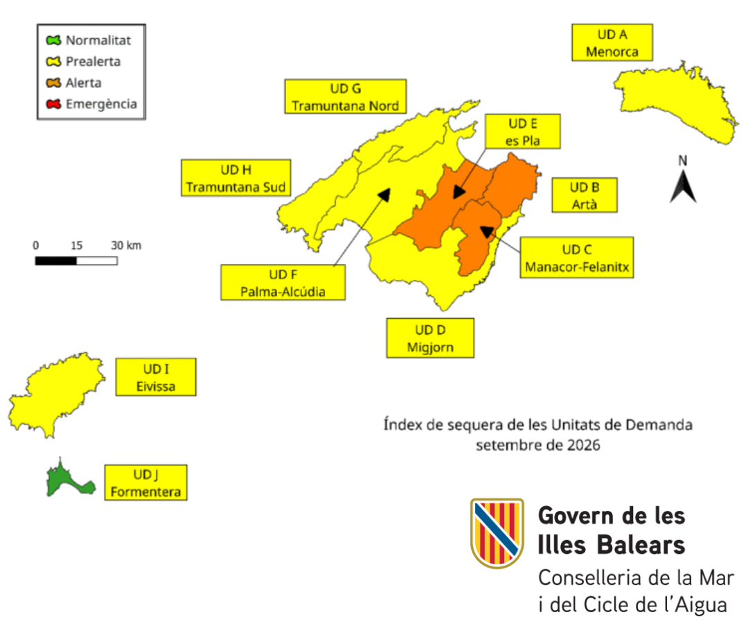 Les reserves hídriques de les Balears baixen fins al 36% després d’un setembre sec